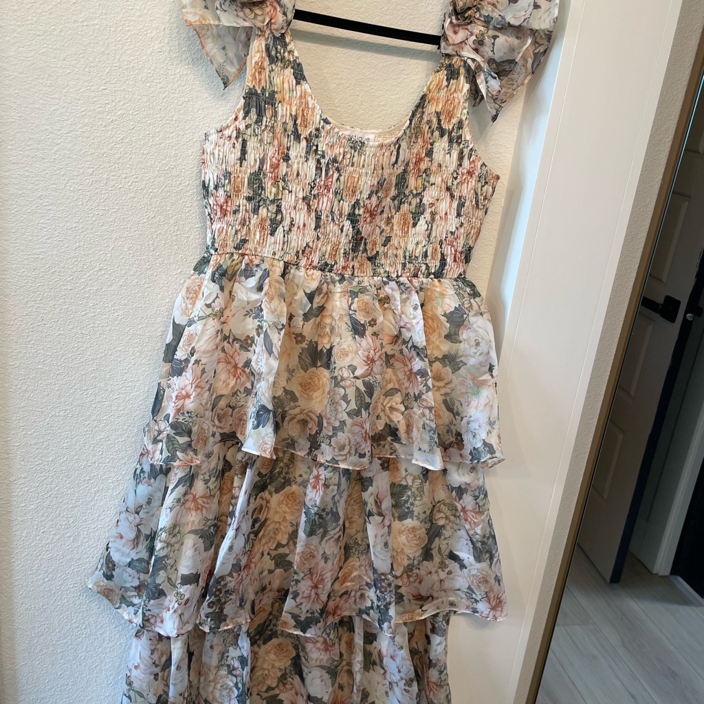 Vestique Floral Ruffle Midi Dress